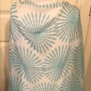 Large sheer scarf with teal bursts